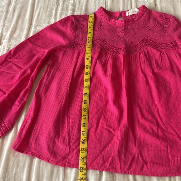 Anthropologie Harmony Hot Pink Lace Embroidered Blouse Size Small - Picture 10 of 14
